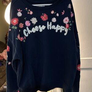 Wonder Nation Navy Floral Embroidered Sweater